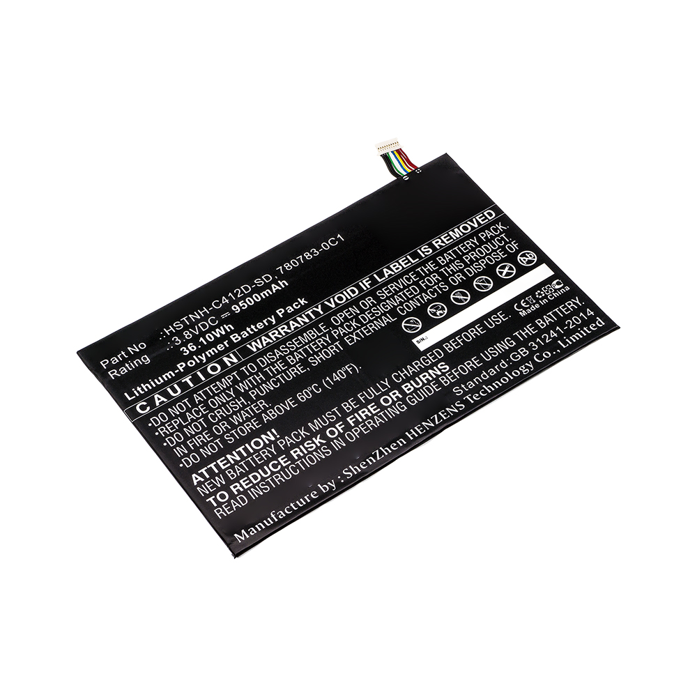 Synergy Digital Tablet Battery, Compatible with HP 780731-2C1, 780783-0C1, 782644-005, 799168-001 Tablet Battery (3.8V, Li-Pol, 9500mAh)