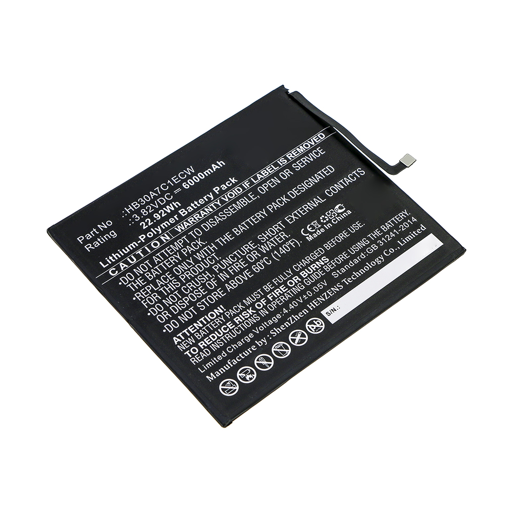Synergy Digital Tablet Battery, Compatible with Huawei HB30A7C1ECW Tablet Battery (3.82V, Li-Pol, 6000mAh)