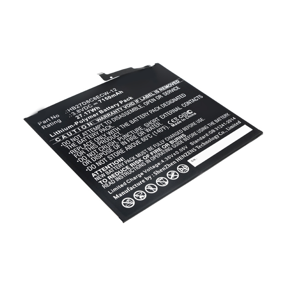 Synergy Digital Tablet Battery, Compatible with Huawei HB27D8C8ECW-12 Tablet Battery (3.8V, Li-Pol, 7150mAh)
