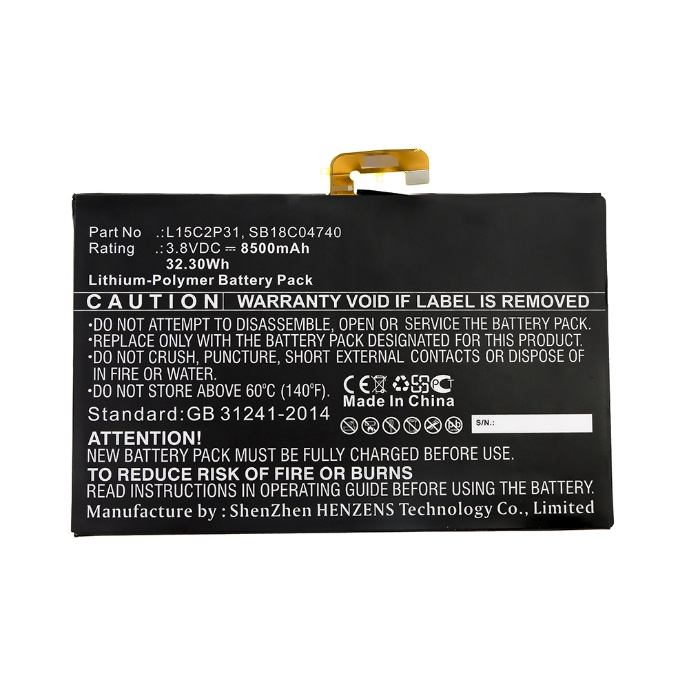 Synergy Digital Tablet Battery, Compatible with Lenovo L15C2P31 Tablet Battery (Li-Pol, 3.8V, 8500mAh)