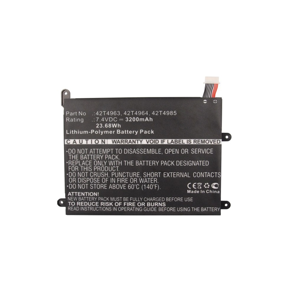 Synergy Digital Tablet Battery, Compatible with Lenovo 42T4963 Tablet Battery (Li-Pol, 7.4V, 3200mAh)