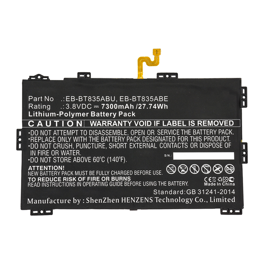 Synergy Digital Tablet Battery, Compatible with Samsung EB-BT835ABE Tablet Battery (Li-Pol, 3.8V, 7300mAh)