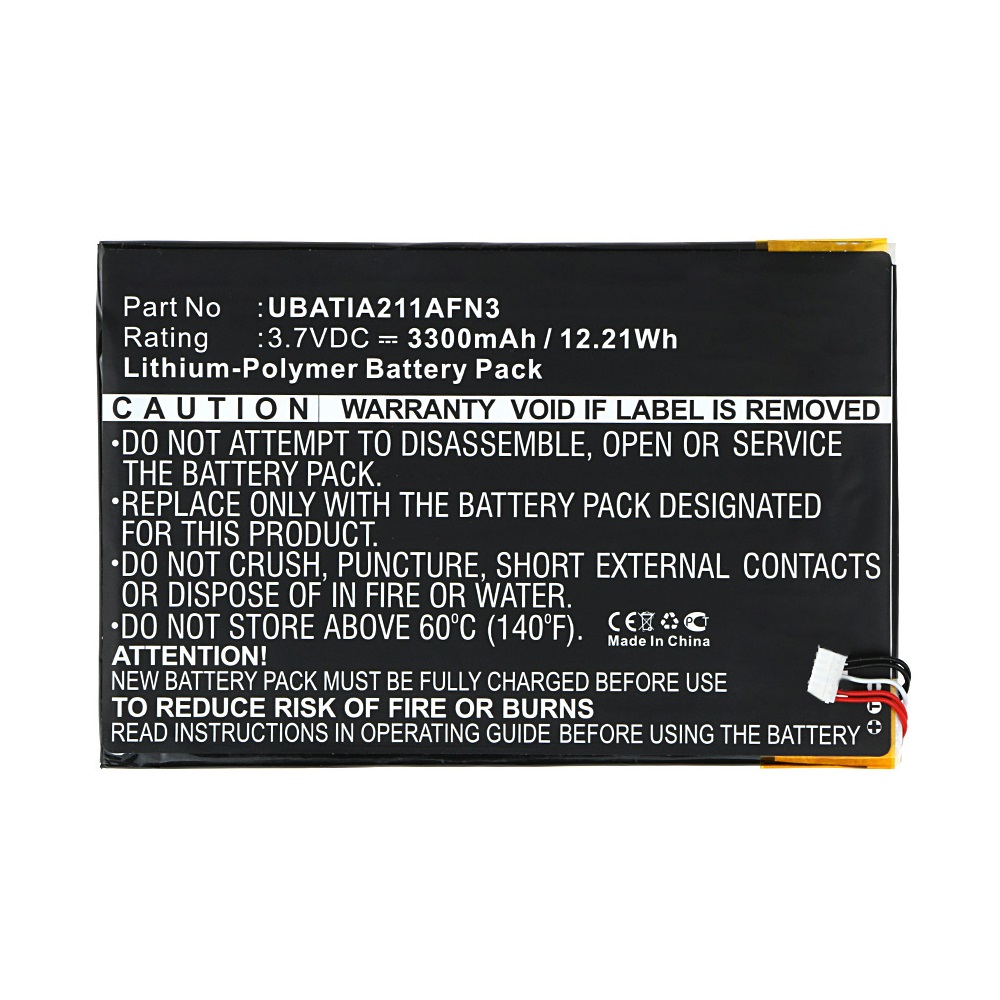 Synergy Digital Tablet Battery, Compatible with Sharp UBATIA211AFN3 Tablet Battery (Li-Pol, 3.7V, 3300mAh)