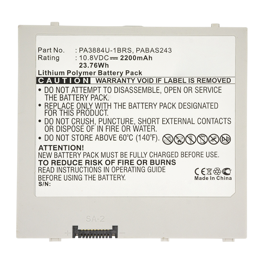 Synergy Digital Tablet Battery, Compatible with Toshiba PA3884U-1BRR Tablet Battery (Li-Pol, 10.8V, 2200mAh)