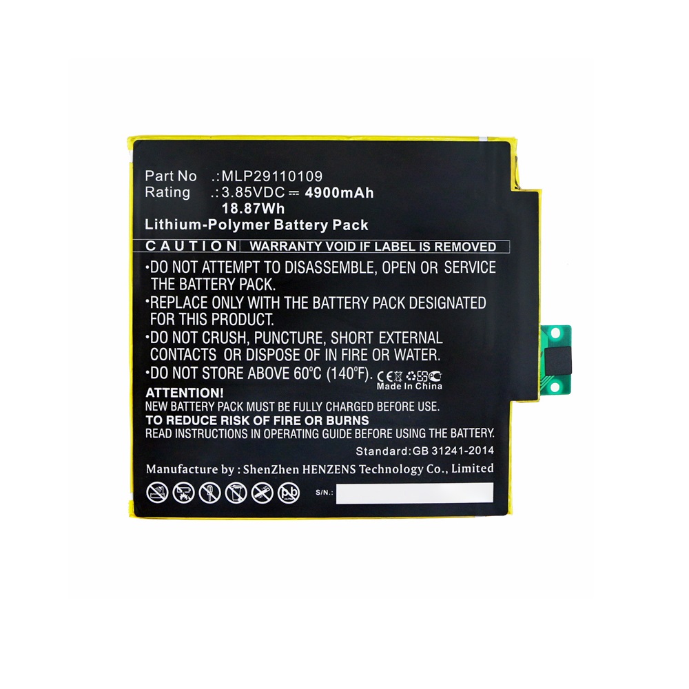 Synergy Digital Tablet Battery, Compatible with Verizon MLP29110109 Tablet Battery (Li-Pol, 3.85V, 4900mAh)