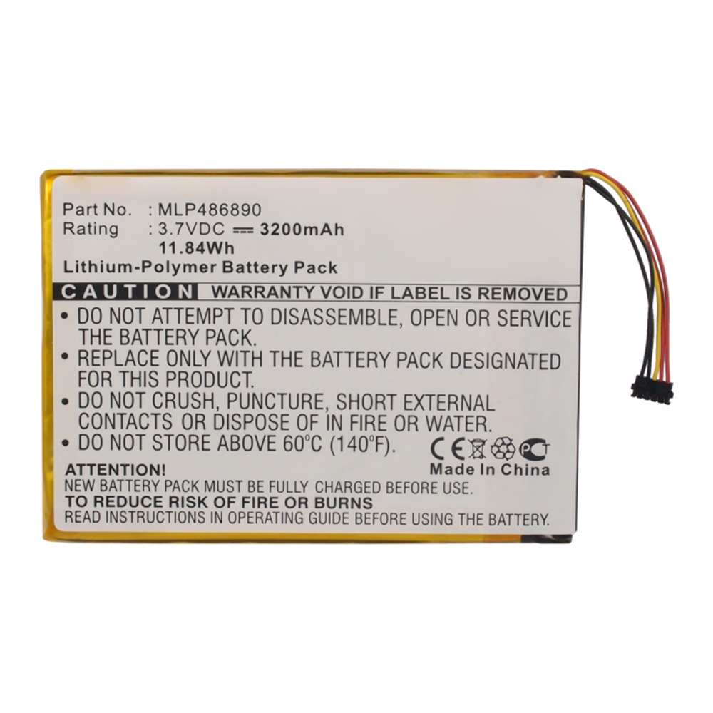 Synergy Digital Tablet Battery, Compatible with ViewSonic MLP486890 Tablet Battery (Li-Pol, 3.7V, 3200mAh)