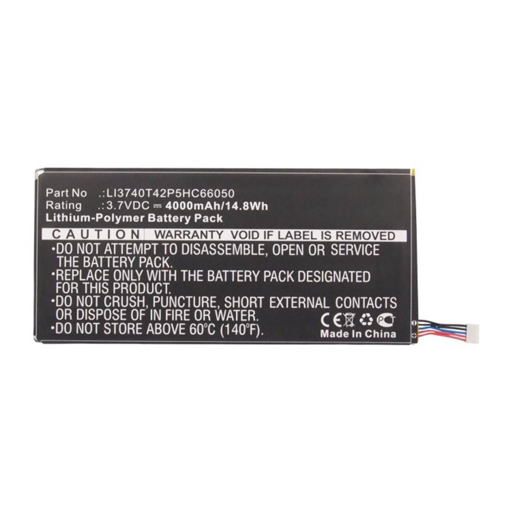 Synergy Digital Tablet Battery, Compatible with ZTE LI3740T42P5HC66050 Tablet Battery (Li-Pol, 3.7V, 4000mAh)