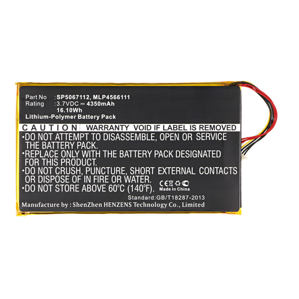 Synergy Digital Tablet Battery, Compatible with MLP4566111 Tablet Battery (3.7V, Li-Pol, 4350mAh)