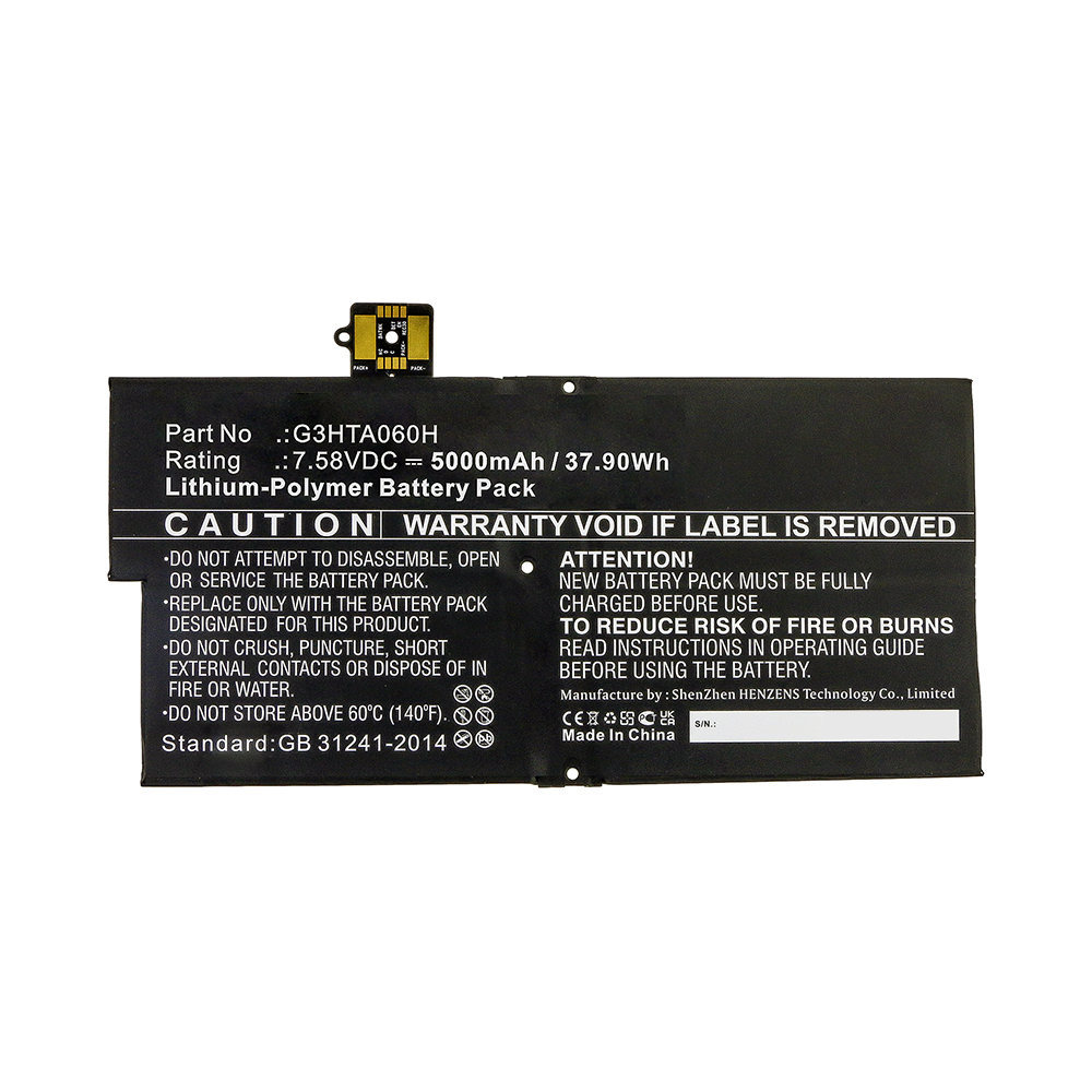 Synergy Digital Tablet Battery, Compatible with G3HTA060H Tablet Battery (7.58V, Li-Pol, 5000mAh)