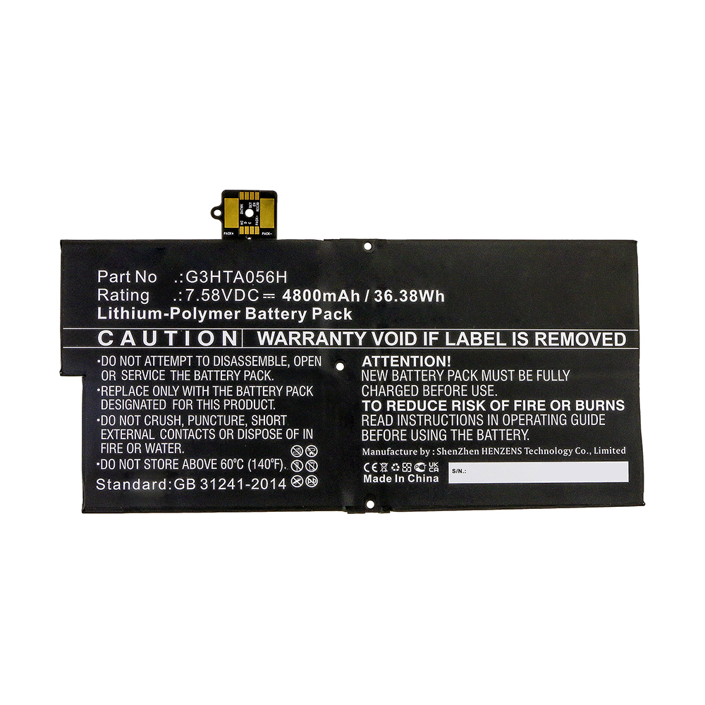 Synergy Digital Tablet Battery, Compatible with G3HTA056H Tablet Battery (7.58V, Li-Pol, 4800mAh)