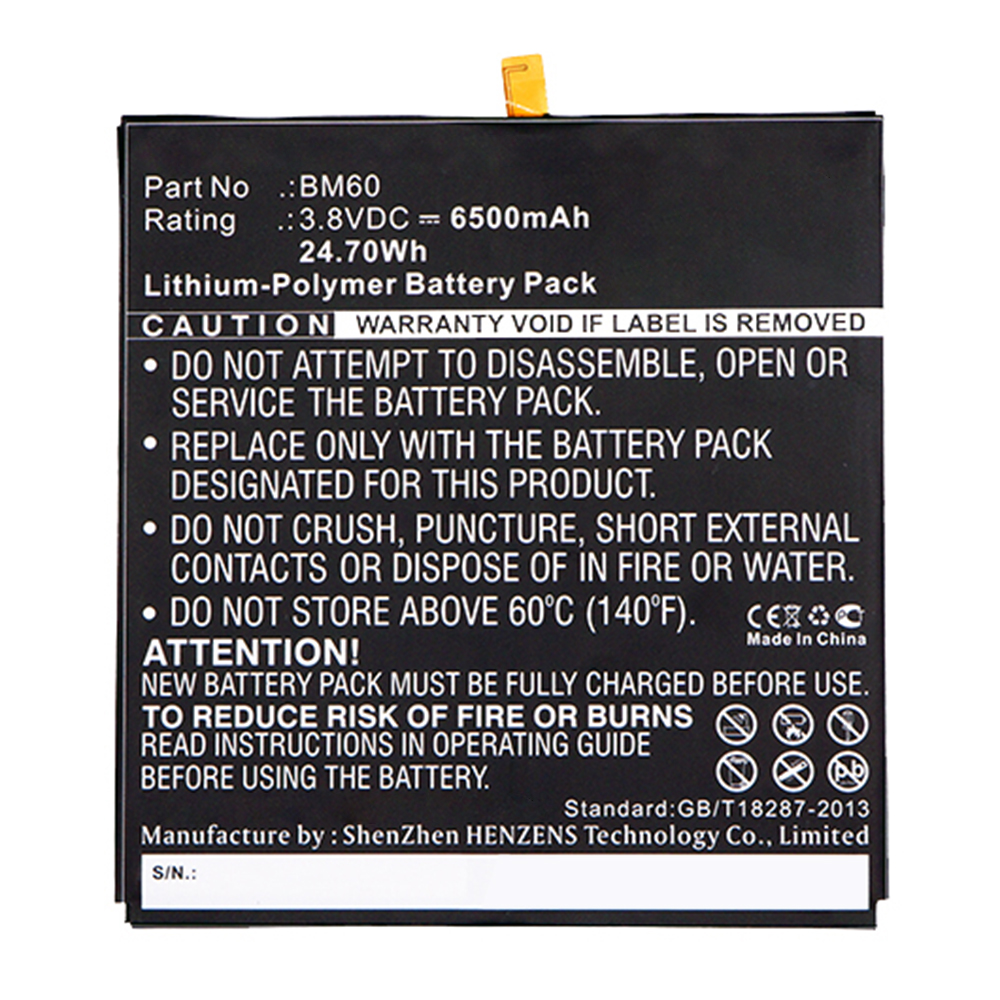 Synergy Digital Tablet Battery, Compatible with BM60 Tablet Battery (3.8V, Li-Pol, 6500mAh)