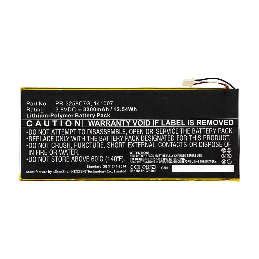 Synergy Digital Tablet Battery, Compatible with Acer PR-3258C7G Tablet Battery (Li-Pol, 3.8V, 3300mAh)