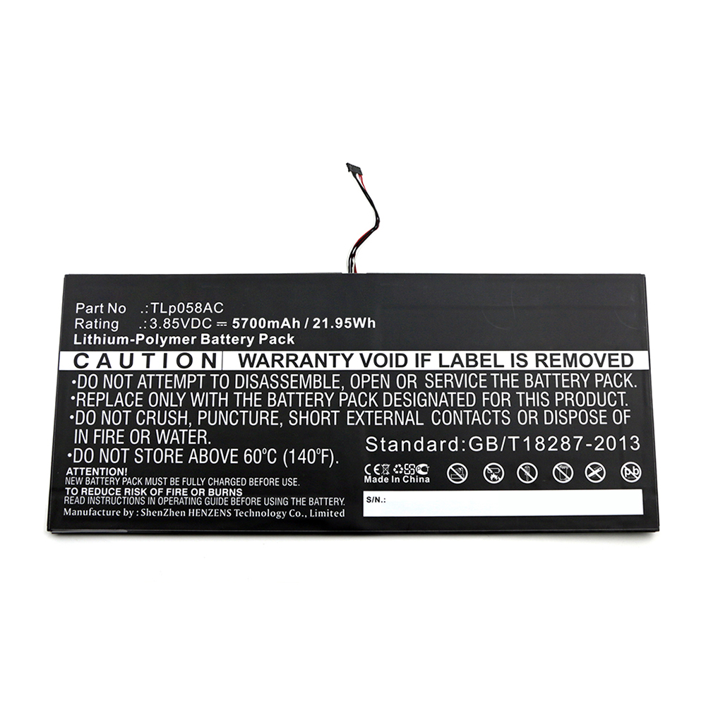 Synergy Digital Tablet Battery, Compatible with Alcatel TLp058AC Tablet Battery (Li-Pol, 3.85V, 5700mAh)