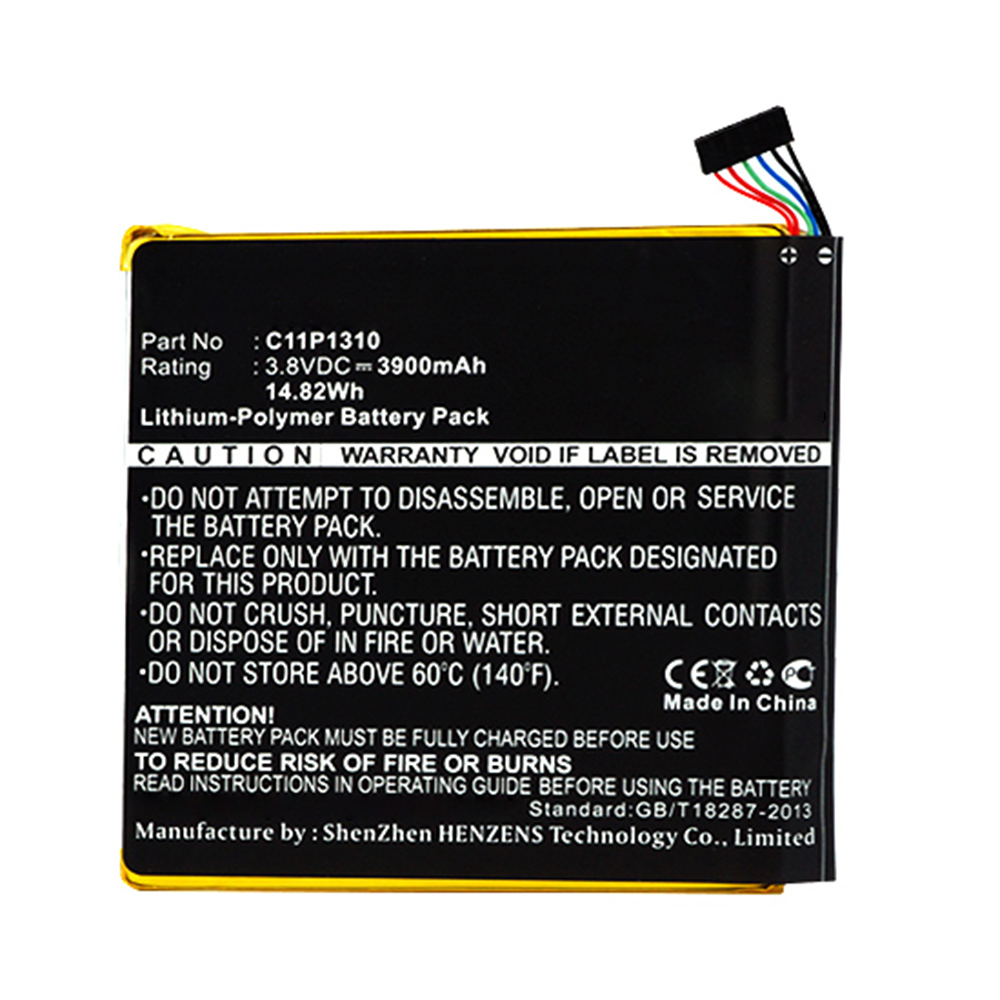 Synergy Digital Tablet Battery, Compatible with Asus C11P1310 Tablet Battery (Li-Pol, 3.8V, 3900mAh)