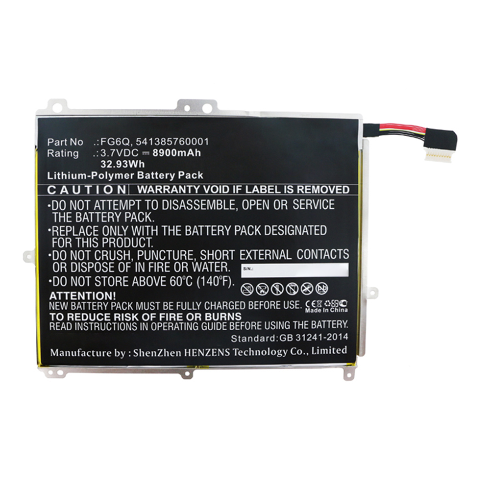 Synergy Digital Tablet Battery, Compatible with Gigaset FG6Q Tablet Battery (Li-Pol, 3.7V, 8900mAh)