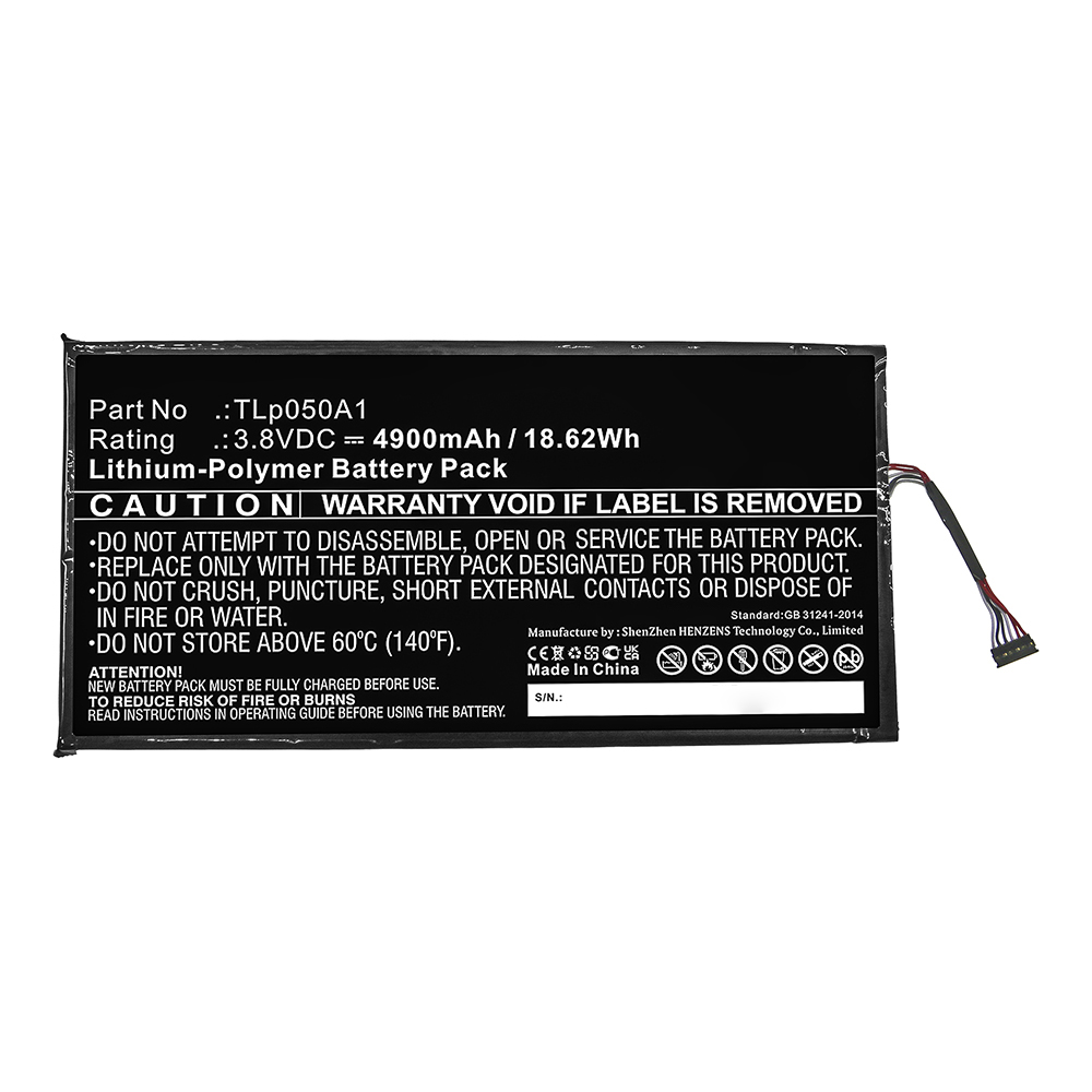 Synergy Digital Tablet Battery, Compatible with Safran TLp050A1 Tablet Battery (Li-Pol, 3.8V, 4900mAh)