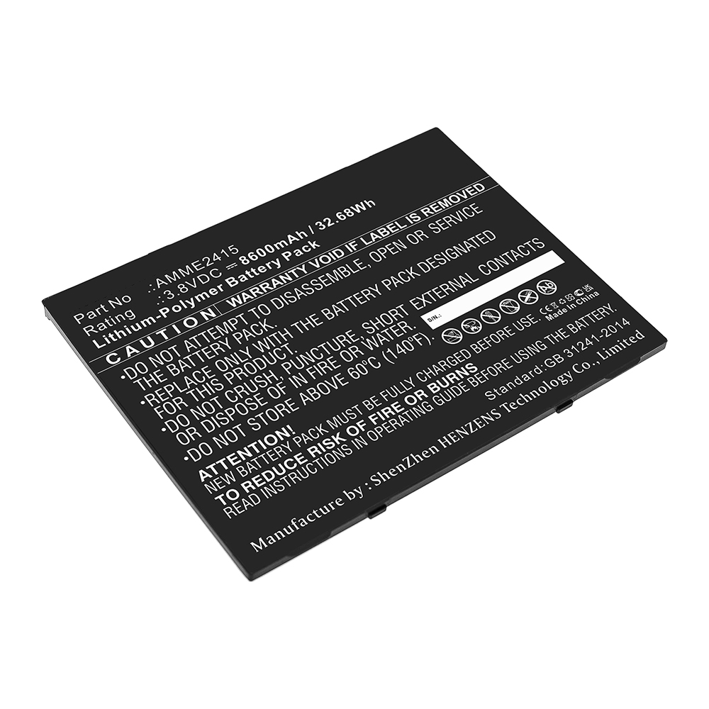 Synergy Digital Tablet Battery, Compatible with Zebra  AMME2415 Tablet Battery (Li-pol, 3.8V, 8600mAh)