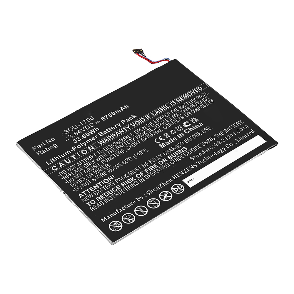 Synergy Digital Tablet Battery, Compatible with Acer SQU-1706 Tablet Battery (Li-Pol, 3.84V, 8750mAh)