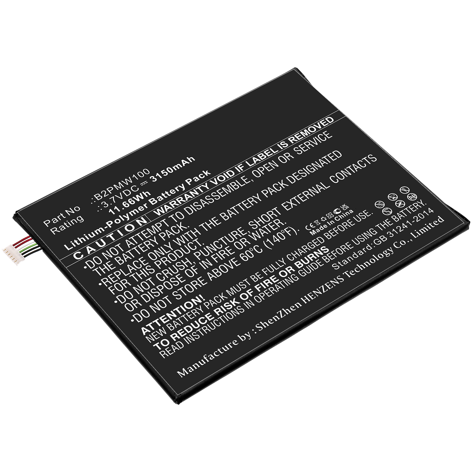Synergy Digital Tablet Battery, Compatible with HTC B2PMW100 Tablet Battery (Li-Pol, 3.7V, 3150mAh)