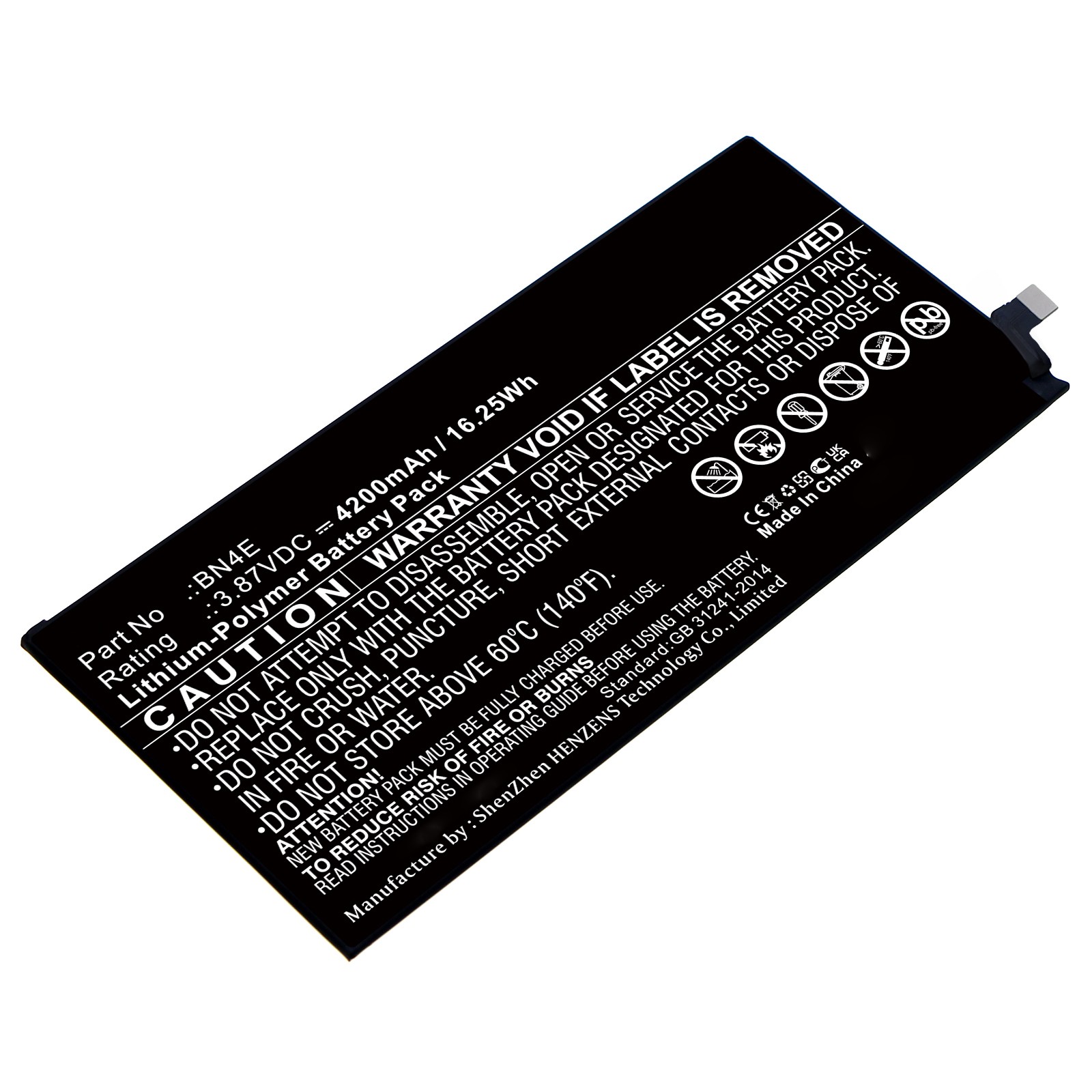 Synergy Digital Tablet Battery, Compatible with Xiaomi BN4E Tablet Battery (Li-Pol, 3.87V, 4200mAh)