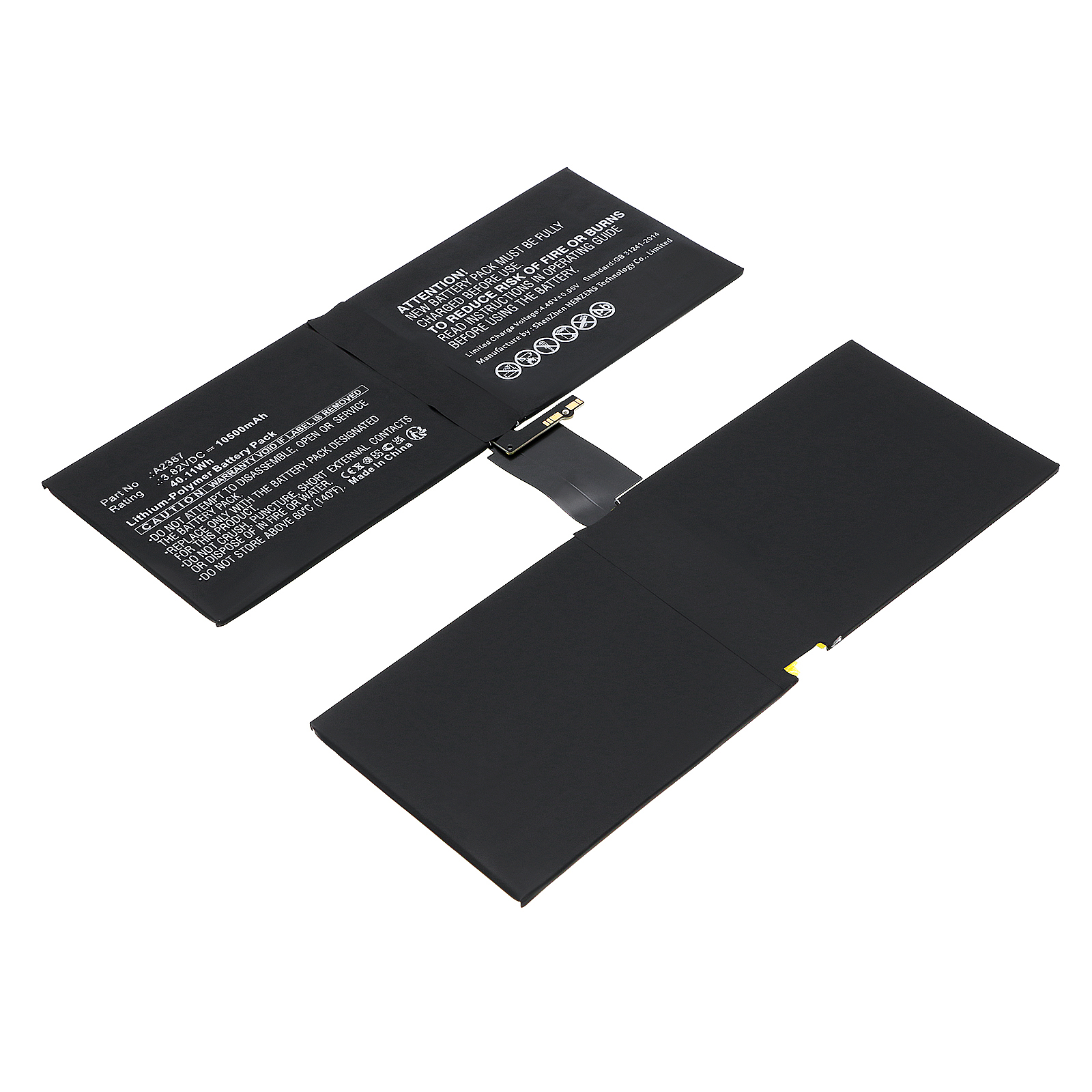 Synergy Digital Tablet Battery, Compatible with Apple A2387 Tablet Battery (Li-Pol, 3.82V, 10500mAh)