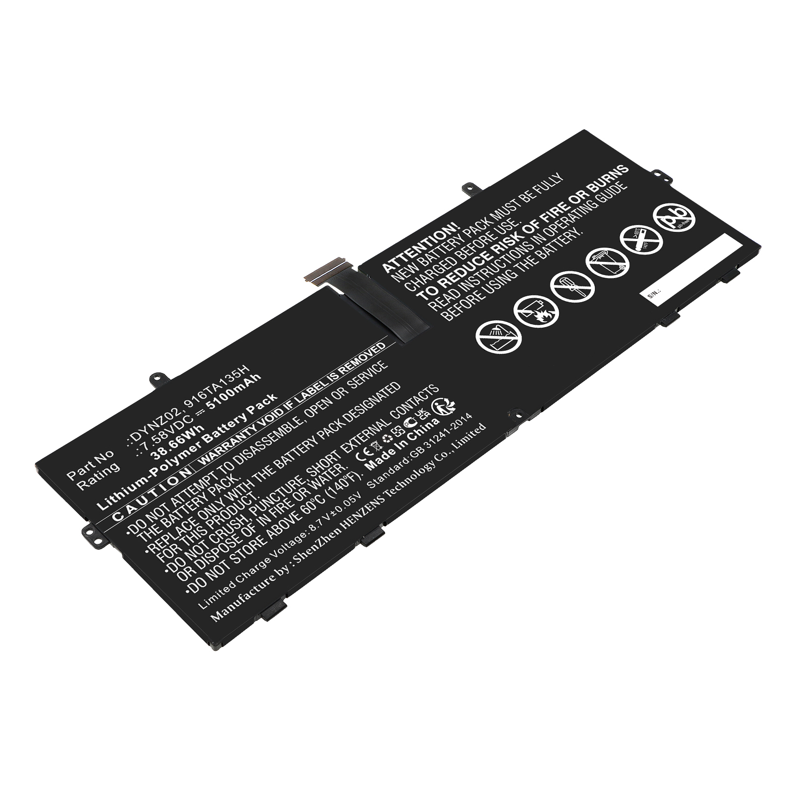 Synergy Digital Tablet Battery, Compatible with Microsoft DYNZ02 Tablet Battery (Li-Pol, 7.58V, 5100mAh)