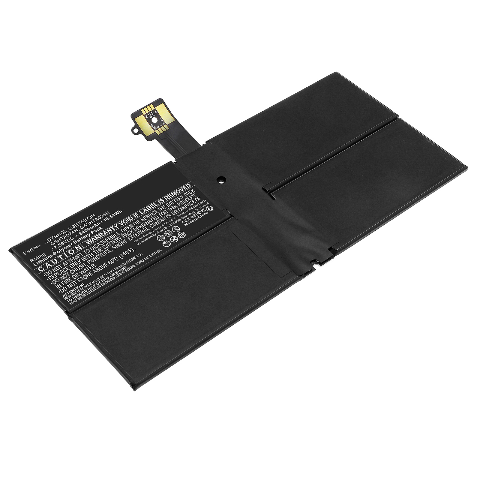 Synergy Digital Tablet Battery, Compatible with Microsoft DYNH03 Tablet Battery (Li-Pol, 7.58V, 6400mAh)