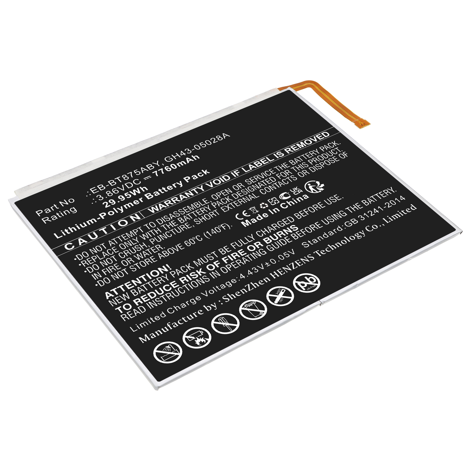 Synergy Digital Tablet Battery, Compatible with Samsung EB-BT875ABY Tablet Battery (Li-Pol, 3.86V, 7760mAh)