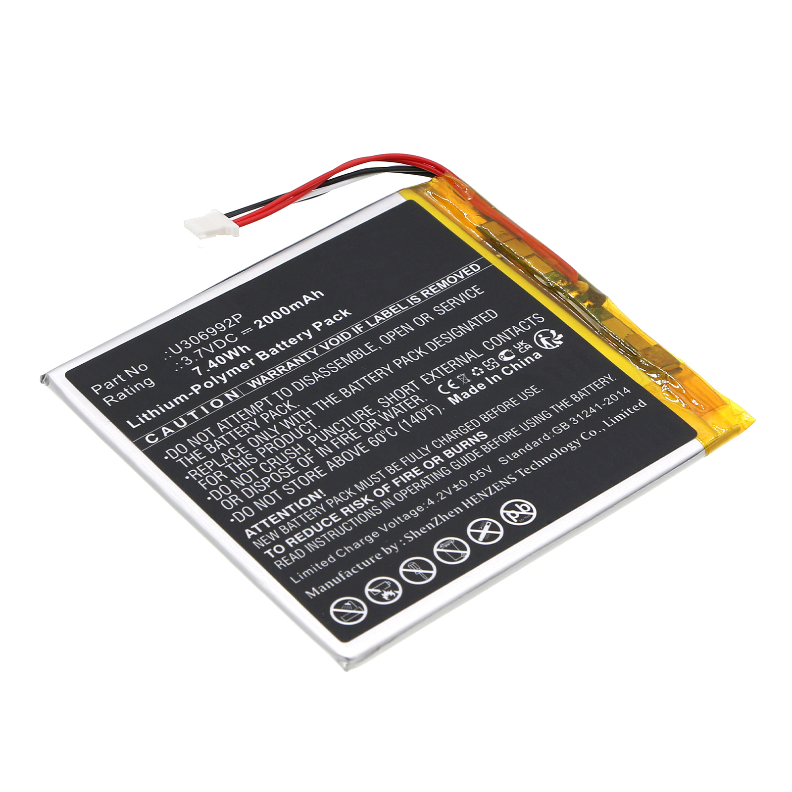 Synergy Digital Tablet Battery, Compatible with ONN U306992P Tablet Battery (Li-Pol, 3.7V, 2000mAh)