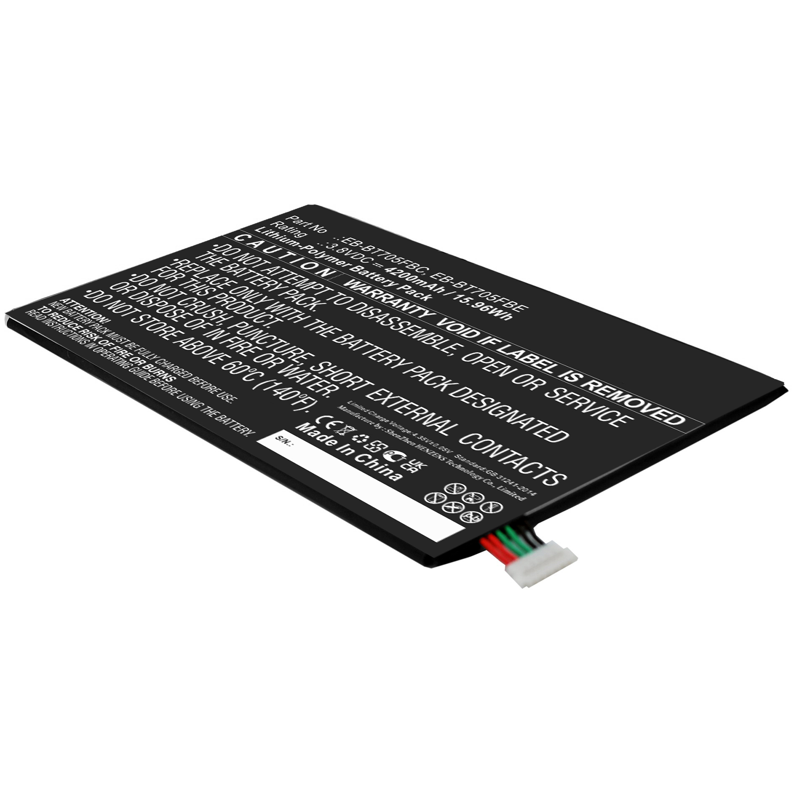 Synergy Digital Tablet Battery, Compatible with Samsung EB-BT705FBC Tablet Battery (Li-Pol, 3.8V, 4200mAh)