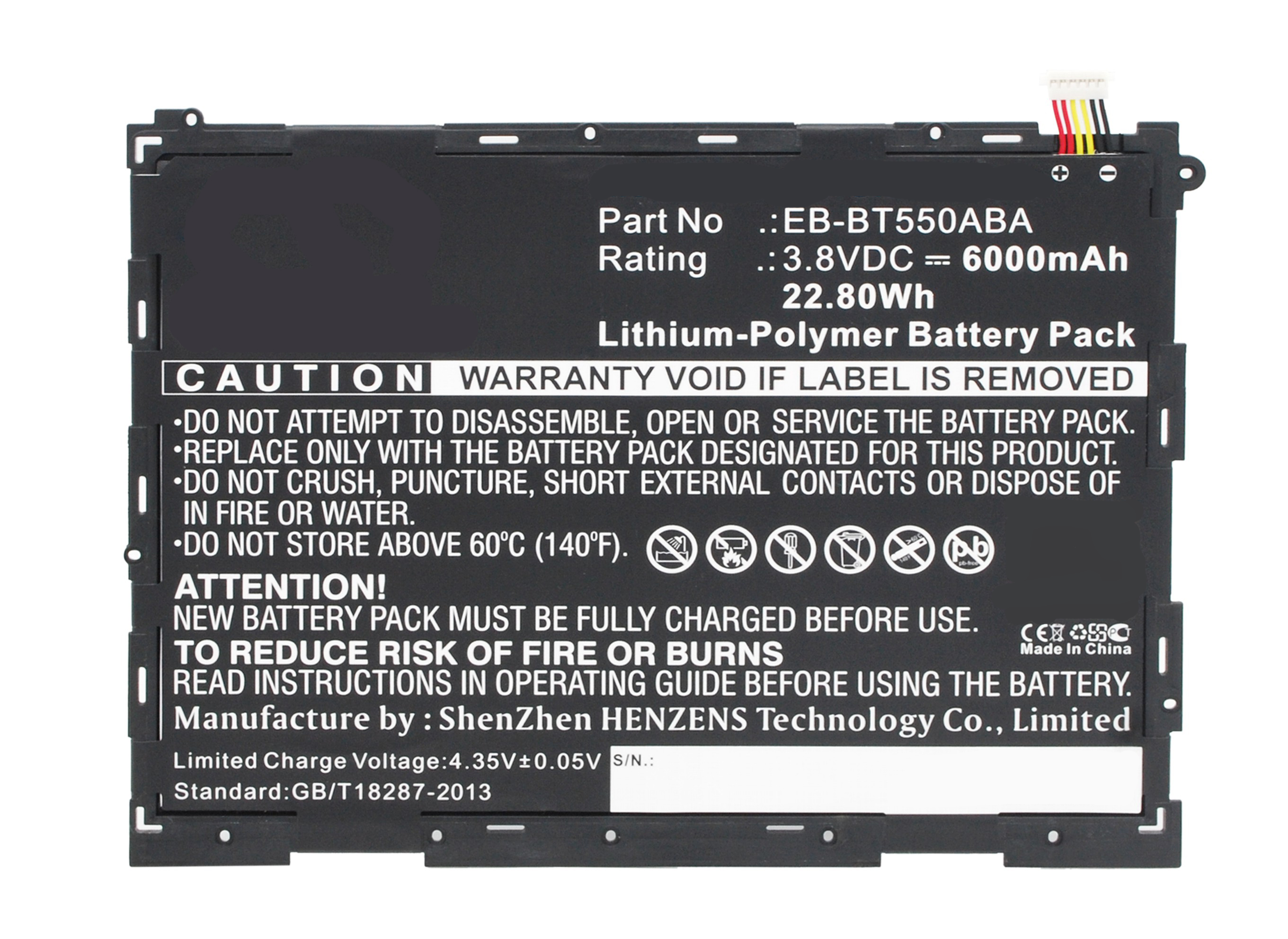 Synergy Digital Tablet Battery, Compatible with Samsung EB-BT550ABA Tablet Battery (Li-Pol, 3.8V, 6000mAh)