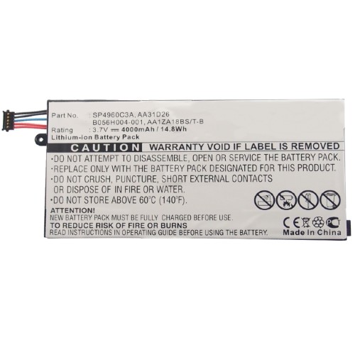 Synergy Digital Tablet Battery, Compatible with Samsung SP4960C3A Tablet Battery (Li-Pol, 3.7V, 4000mAh)