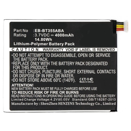 Synergy Digital Tablet Battery, Compatible with Samsung EB-BT355ABE Tablet Battery (Li-Pol, 3.7V, 4000mAh)