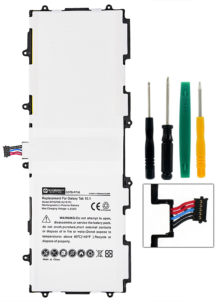 SDTB-P710 Li-Pol Battery - Rechargeable Ultra High Capacity (Li-Pol 3.7V 7000 mAh) - (not for the Galaxy note 10.1 2014 model) Replacement For Samsung SP3676B1A Tablet Battery - Installation Tools Included and Comes with Tri-Wing Screwdriver