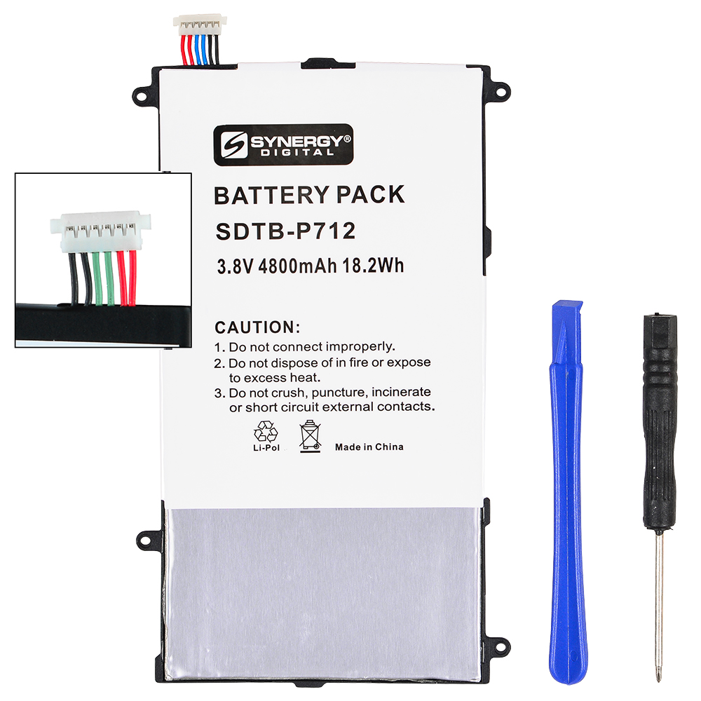SDTB-P712 Li-Pol Battery - Rechargeable Ultra High Capacity (3.8V 4800 mAh) - Replacement For Samsung SM-T325 Battery - Installation Tools Included