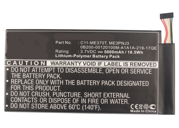 Synergy Digital Tablets Battery, Compatiable with Asus C11-ME301T, C11-TF400CD, C21-TF400CD Tablets Battery (3.7V, Li-Pol, 5000mAh)