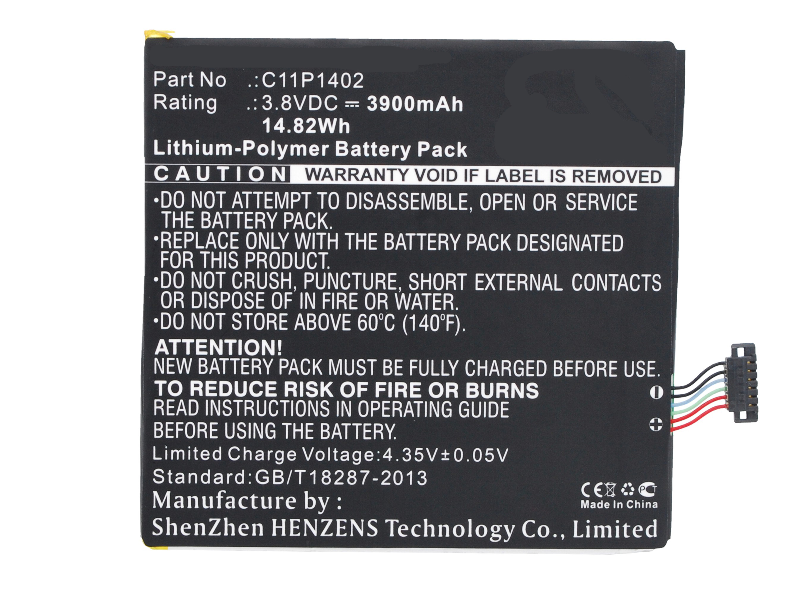 Synergy Digital Tablets Battery, Compatiable with Asus C11P1402 Tablets Battery (3.8V, Li-Pol, 3900mAh)