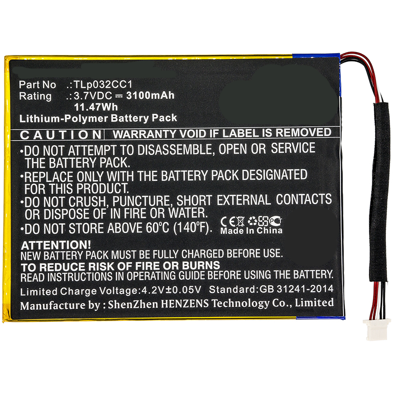 Synergy Digital Tablets Battery, Compatiable with Leapfrog TLp032CC1 Tablets Battery (3.7V, Li-Pol, 3100mAh)