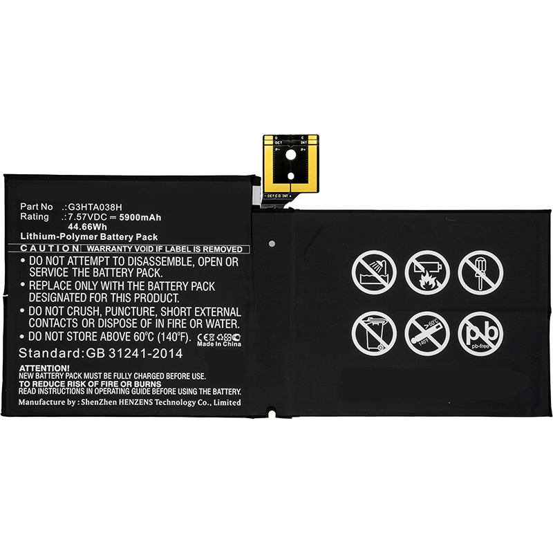 Synergy Digital Tablets Battery, Compatiable with Microsoft G3HTA038H Tablets Battery (7.57V, Li-Pol, 5900mAh)