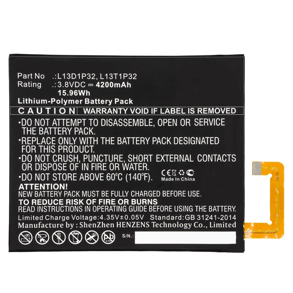Synergy Digital Tablet Battery, Compatible with Lenovo L13D1P32, L13T1P32 Tablet Battery (3.8, Li-Polymer, 4200mAh)