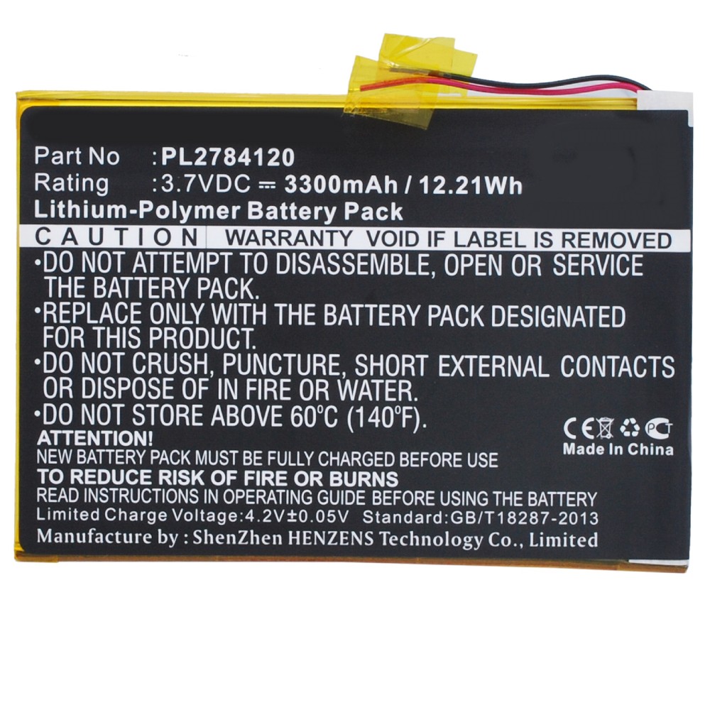 Synergy Digital Tablet Battery, Compatible with Visual Land PL2784120 Tablet Battery (3.7, Li-Polymer, 3300mAh)