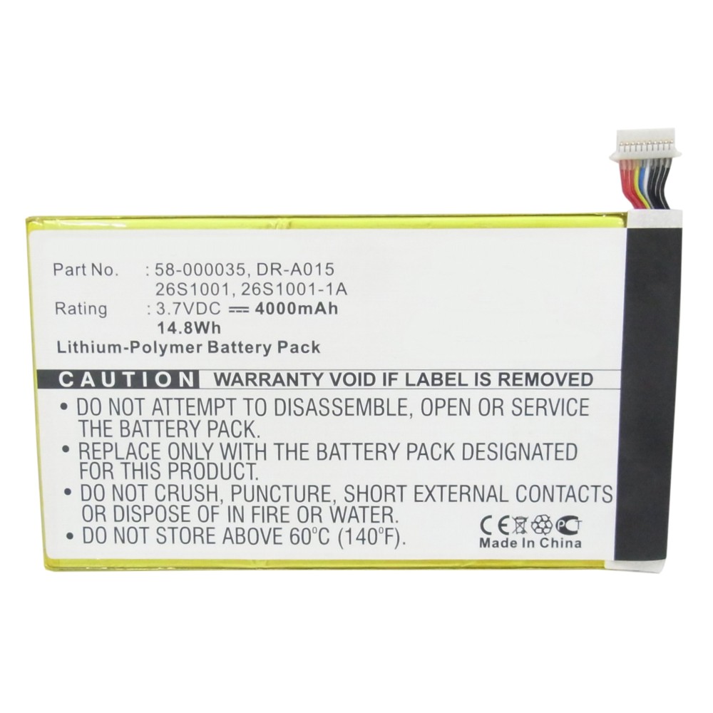 Synergy Digital Tablet Battery, Compatible with Amazon KC2, KC2-D, Kindle Fire 7", Kindle Fire HD, Kindle Fire HD 2013, X43Z60 Tablet Battery (3.7, Li-Pol, 4000mAh)