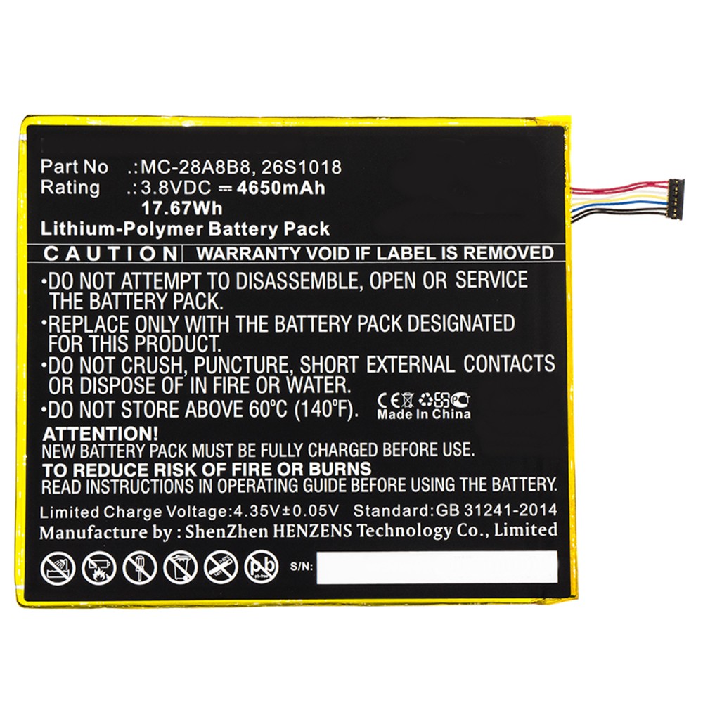 Synergy Digital Tablet Battery, Compatible with Amazon Kindle Fire HD 8, PR53DC Tablet Battery (3.8, Li-Pol, 4650mAh)