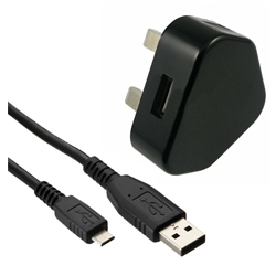 Micro-USB Home & Travel Charger For Cellphones - For Use In The UK