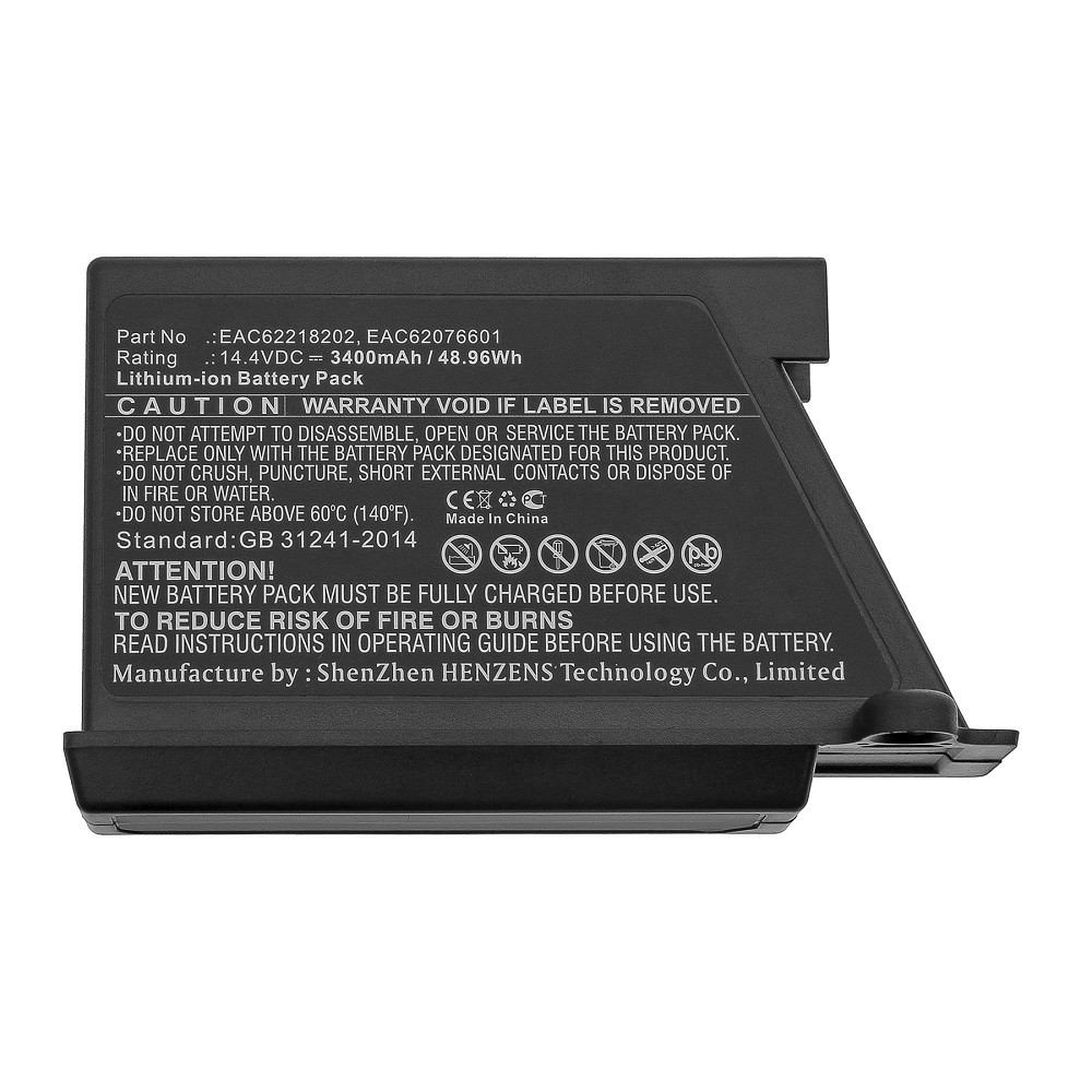 Synergy Digital Vacuum Cleaner Battery, Compatible with LG EAC60766101 Vacuum Cleaner Battery (Li-ion, 14.4V, 3400mAh)