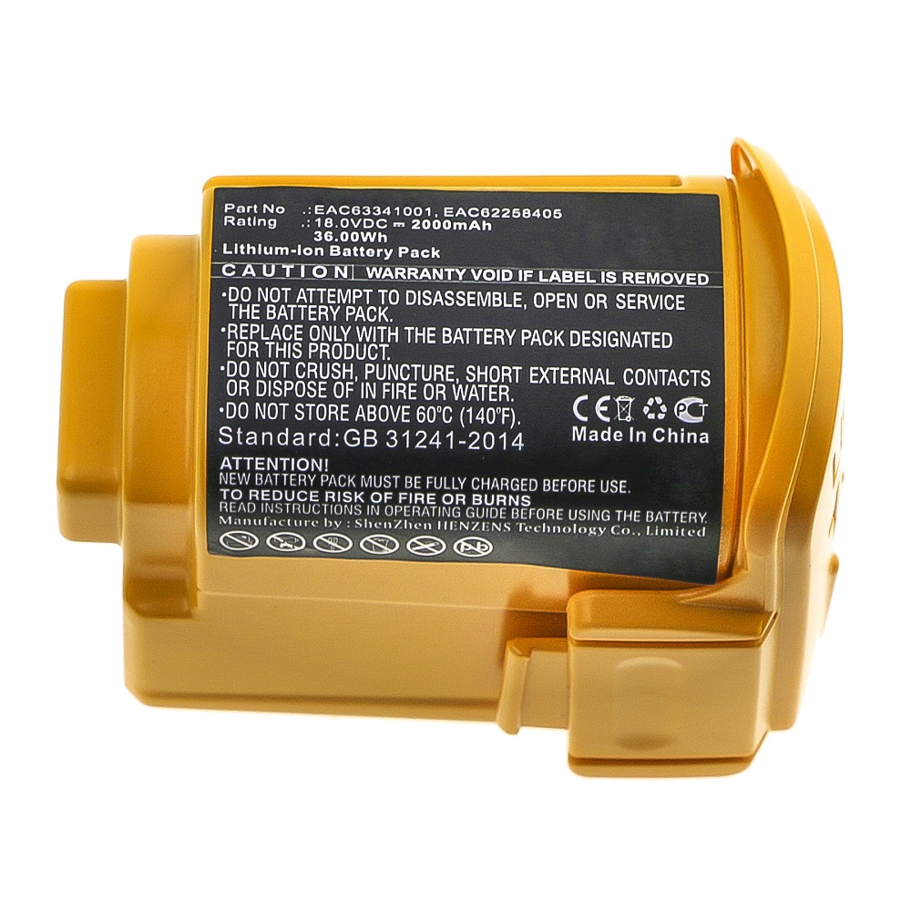 Synergy Digital Vacuum Cleaner Battery, Compatible with LG EAC62258401 Vacuum Cleaner Battery (Li-ion, 18V, 2000mAh)