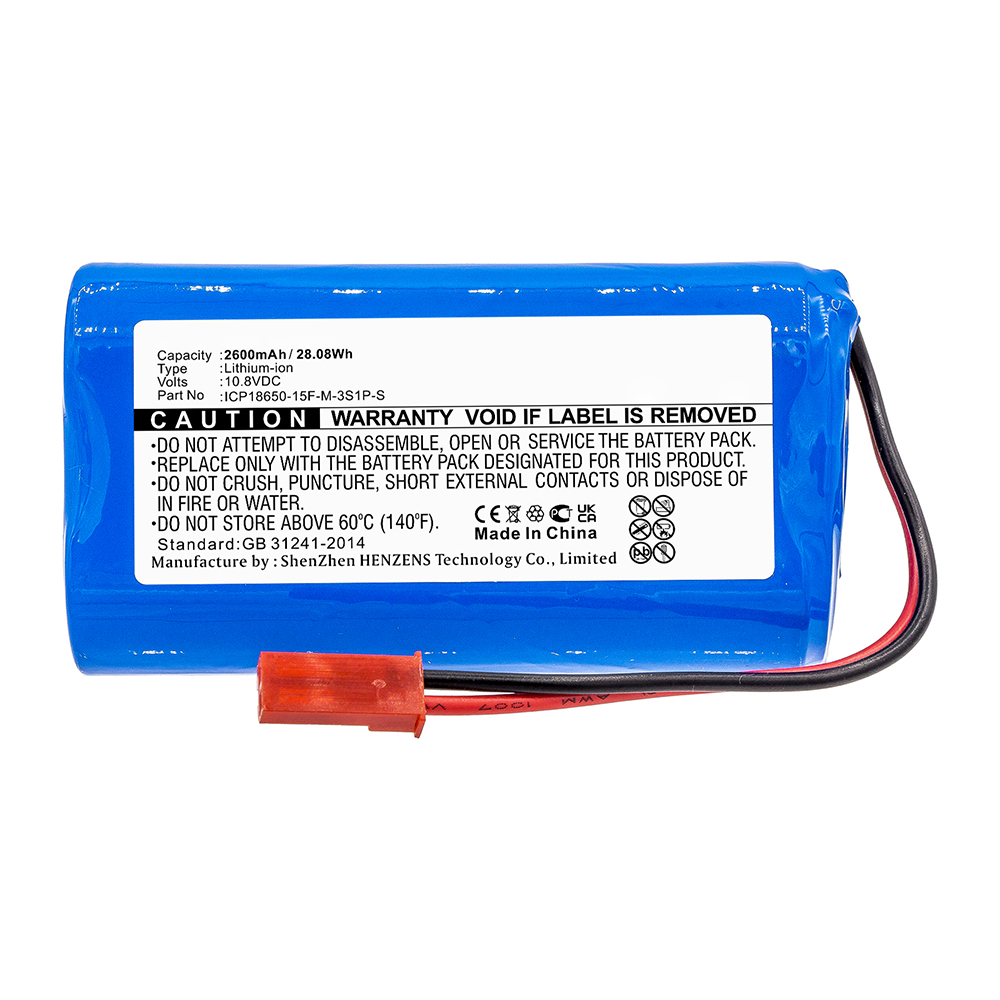 Synergy Digital Vacuum Cleaner Battery, Compatible with ICP186500-15F-M-3S1P-S Vacuum Cleaner Battery (10.8V, Li-ion, 2600mAh)