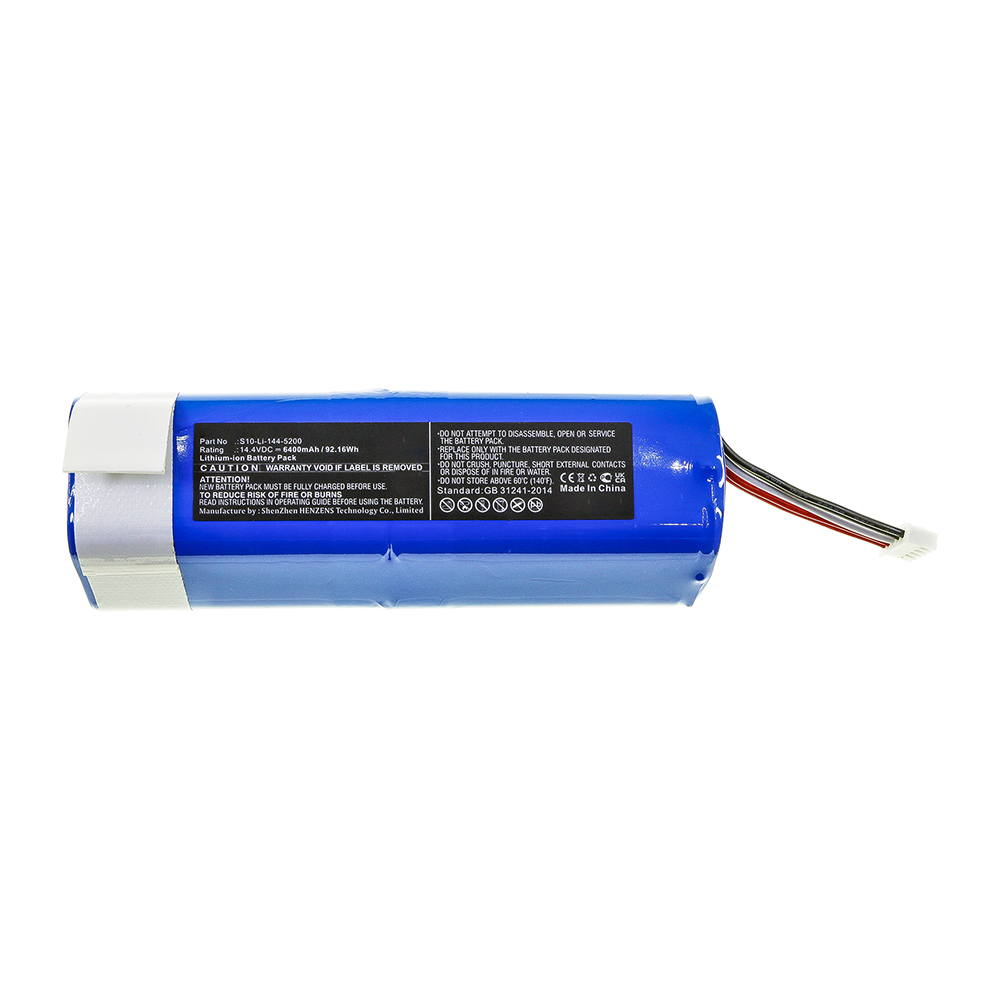 Synergy Digital Vacuum Cleaner Battery, Compatible with Ecovacs S10-Li-144-6800 Vacuum Cleaner Battery (Li-ion, 14.4V, 6400mAh)