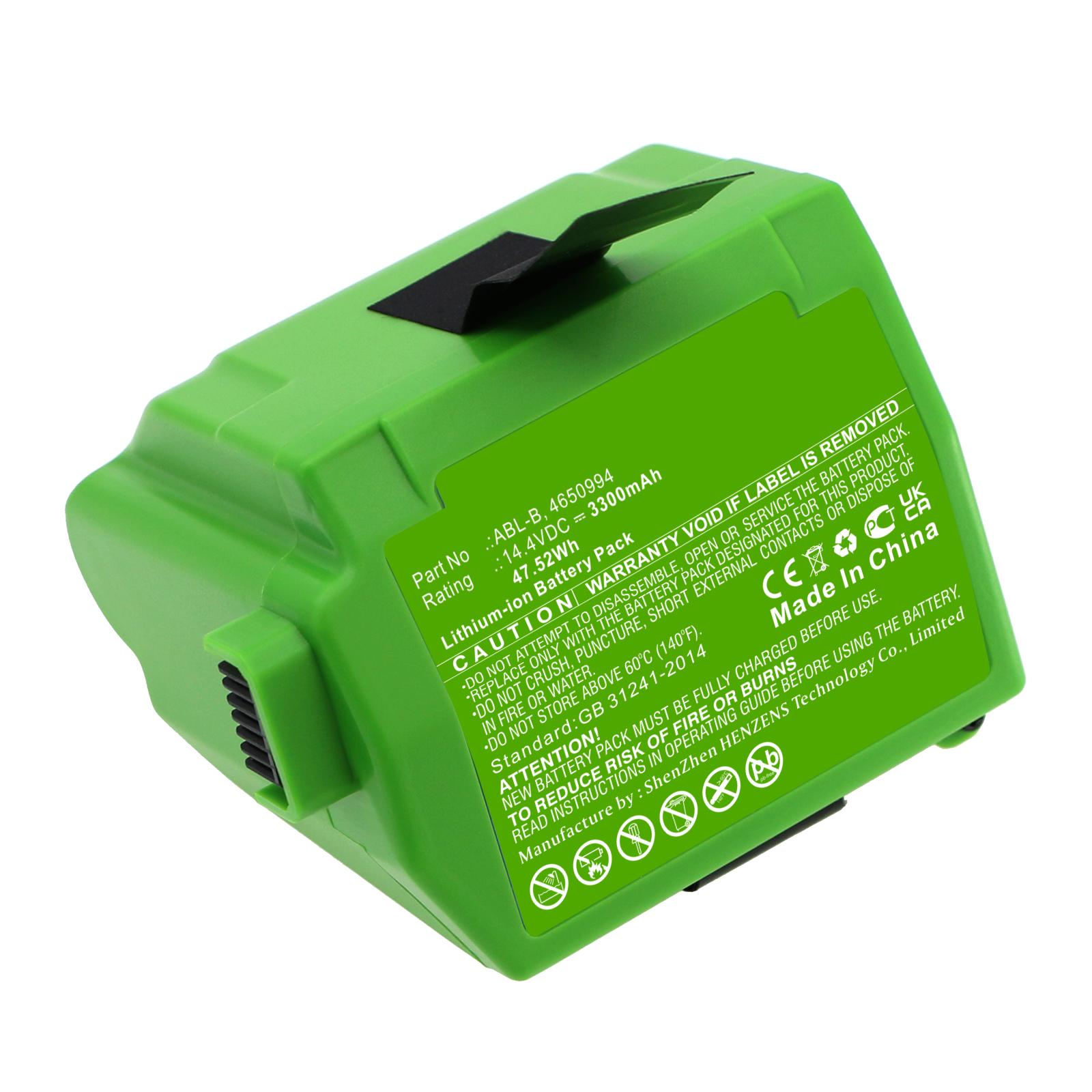 Synergy Digital Vacuum Cleaner Battery, Compatible with iRobot ABL-B Vacuum Cleaner Battery (Li-ion, 14.4V, 3300mAh)