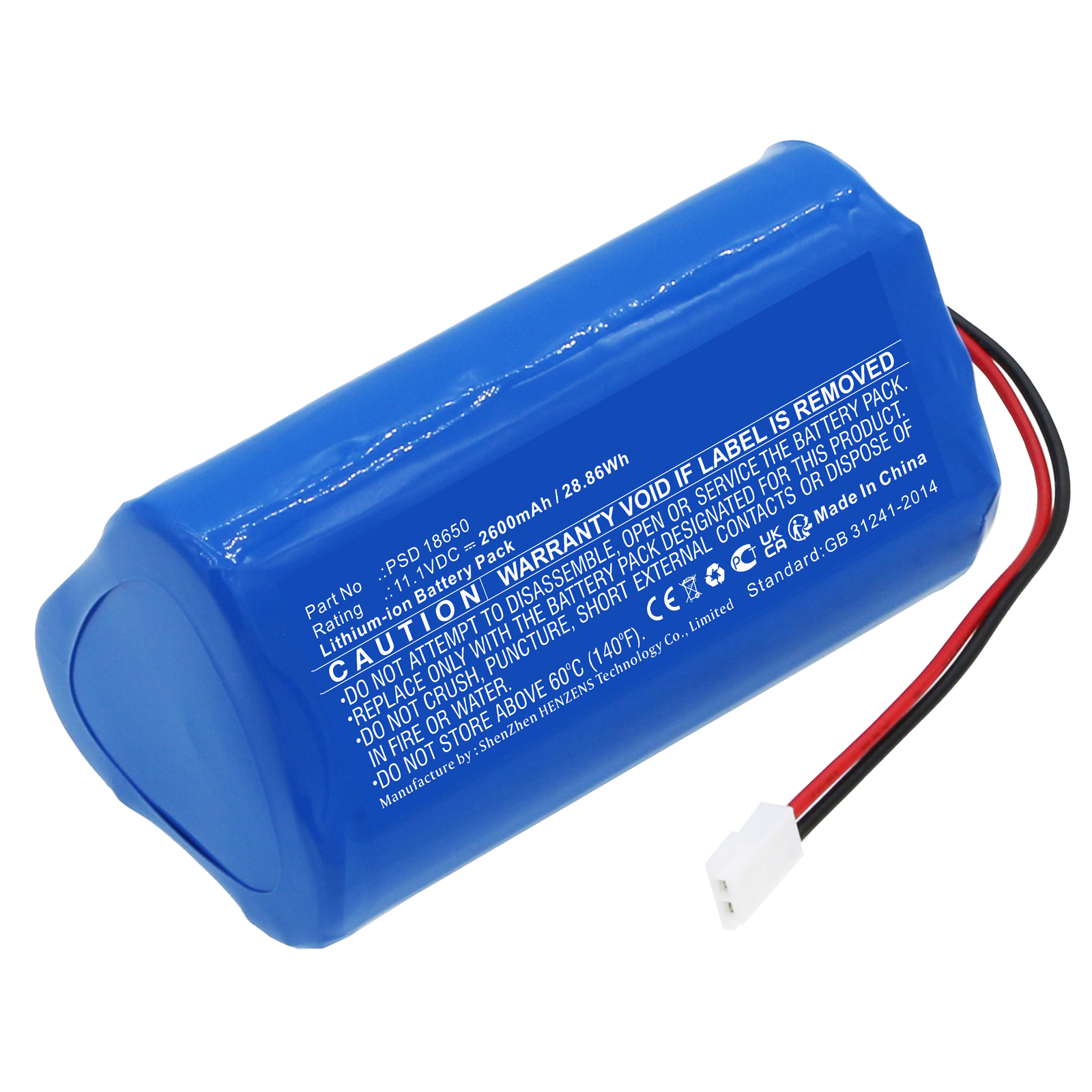 Synergy Digital Vacuum Cleaner Battery, Compatible with Aquajack PSD 18650 Vacuum Cleaner Battery (Li-ion, 11.1V, 2600mAh)